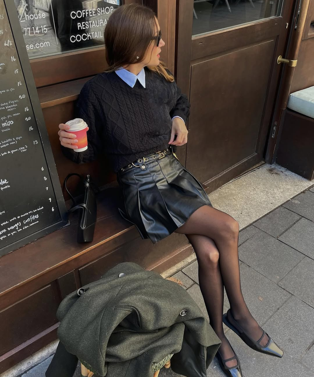 melhores looks saia couro inverno para copiar