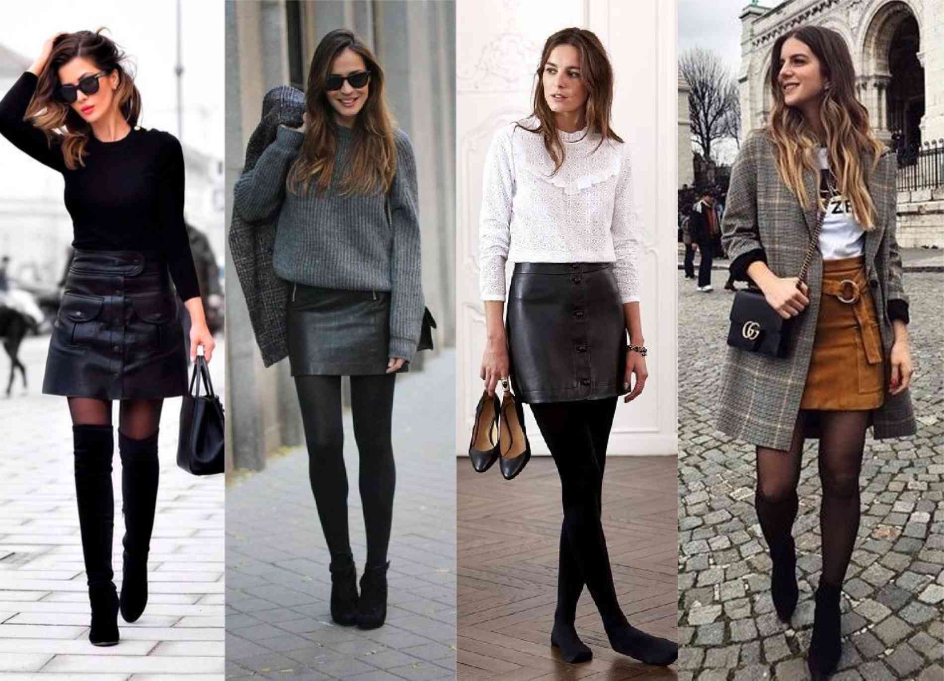 melhores looks saia couro inverno para copiar