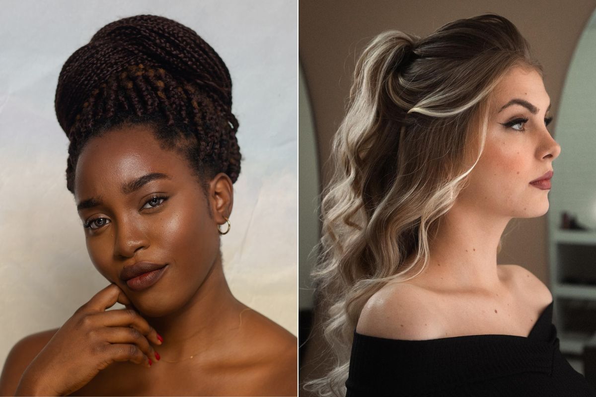 penteado coque abacaxi versus afro puff qual escolher