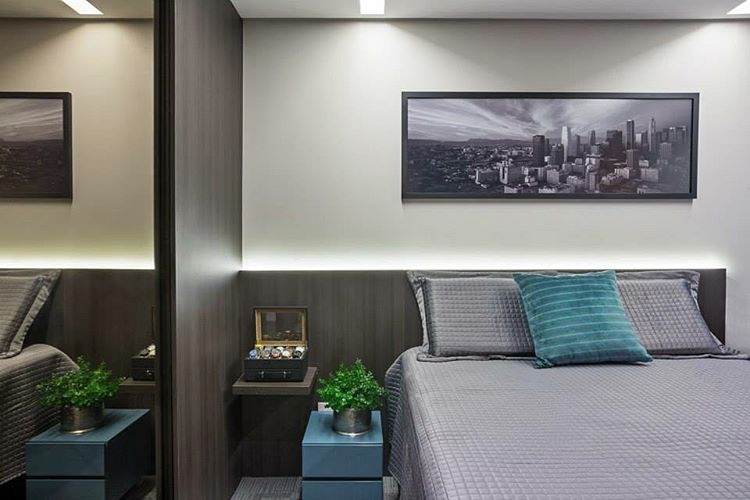 decoração de quarto com painel ripado