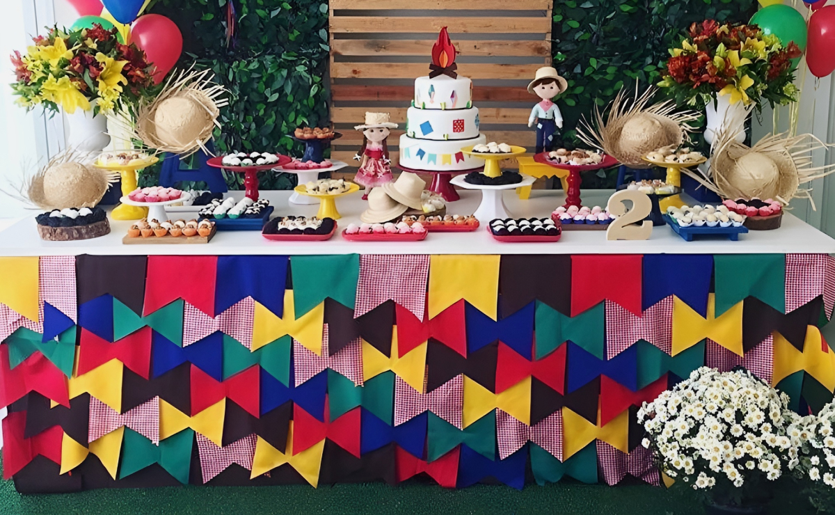 como fazer painel de festa junina com chita