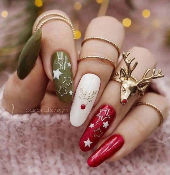 ideias de unhas de natal simples e bonitas
