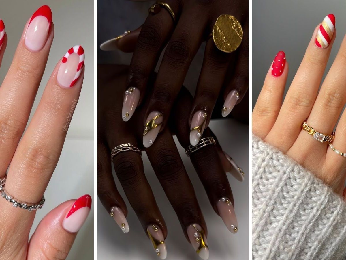ideias de unhas de natal simples e bonitas