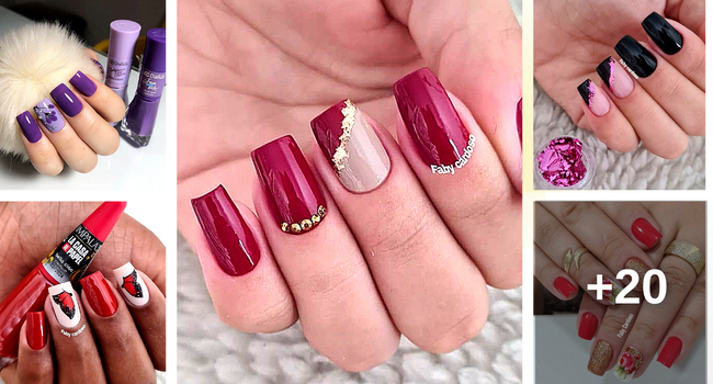 unhas com adesivos delicados