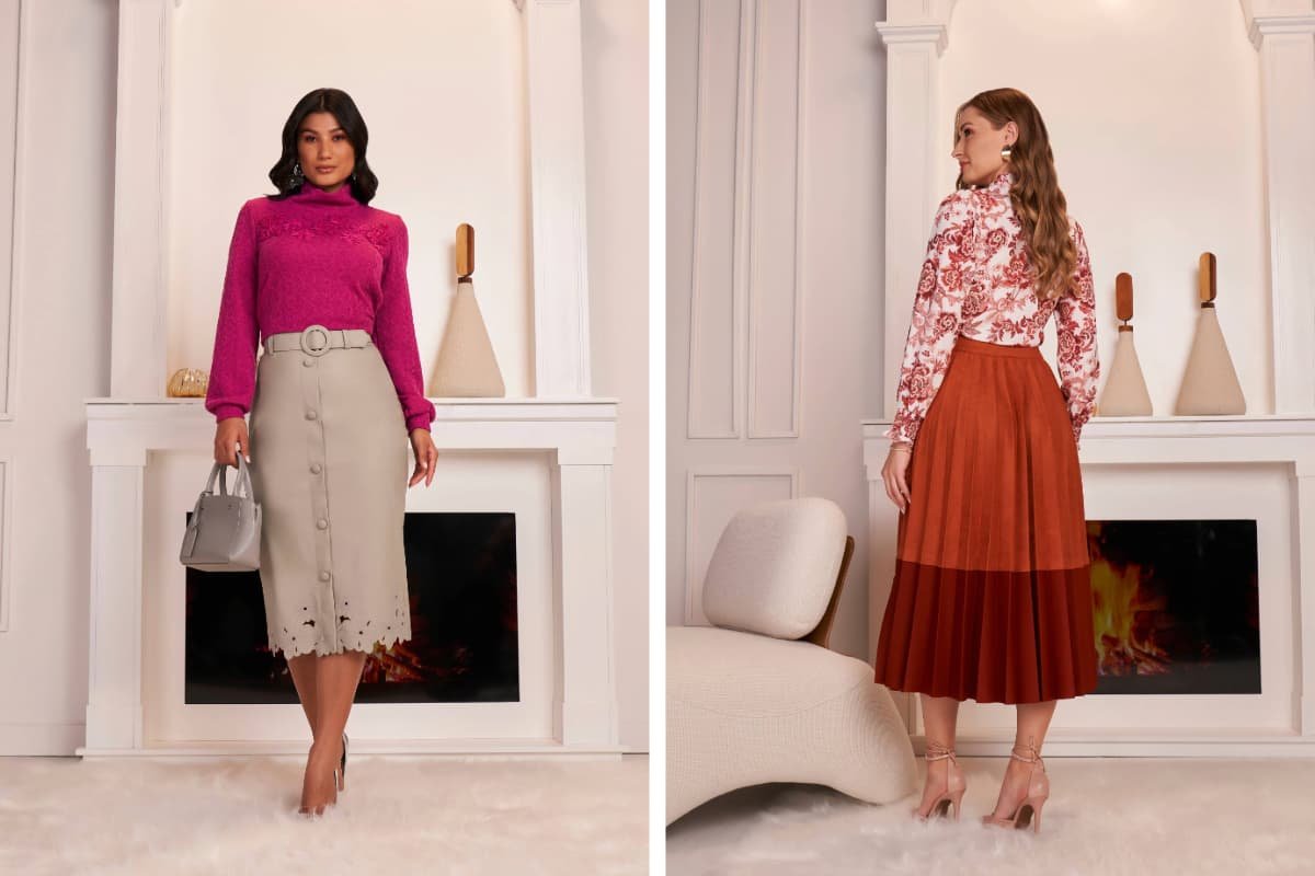 modelos de saia midi