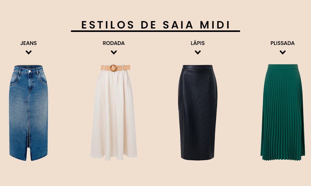 modelos de saia midi