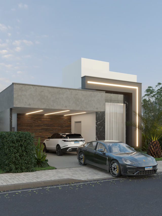 fachada com muro moderno