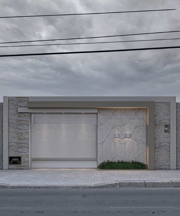 muro simples com portão de ferro