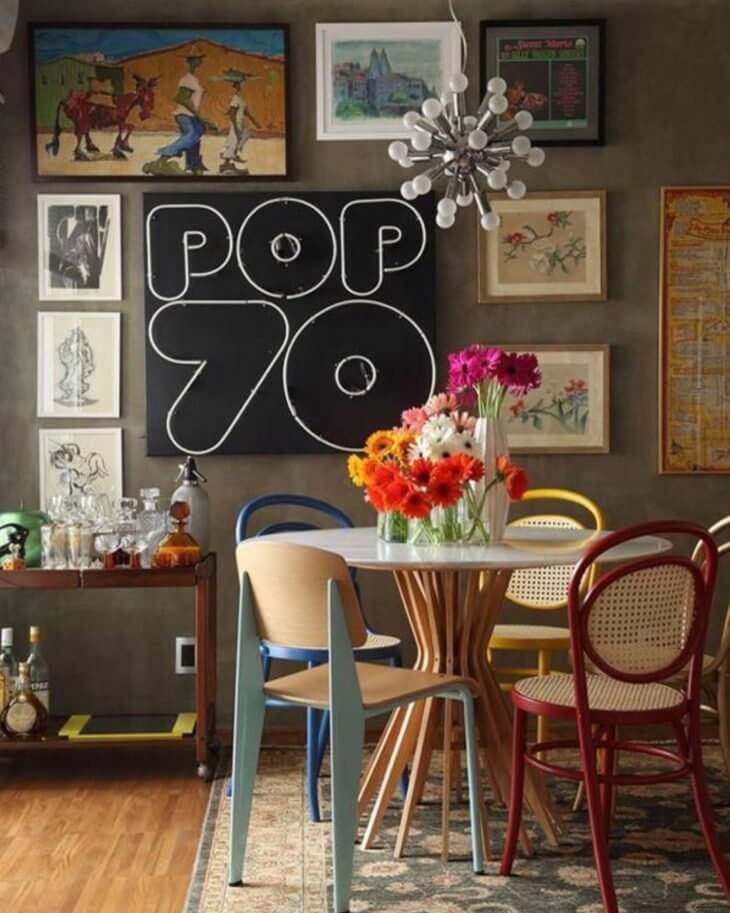 ideias de decoração com objetos retrô para sala