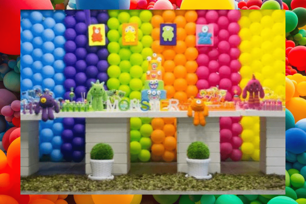 painel de balões simples na parede para aniversário