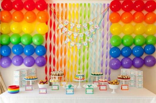 decoração de parede com balões para festa infantil