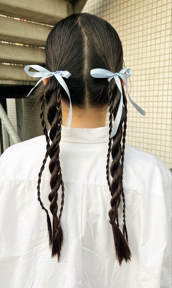 penteado com laço grande para festa junina