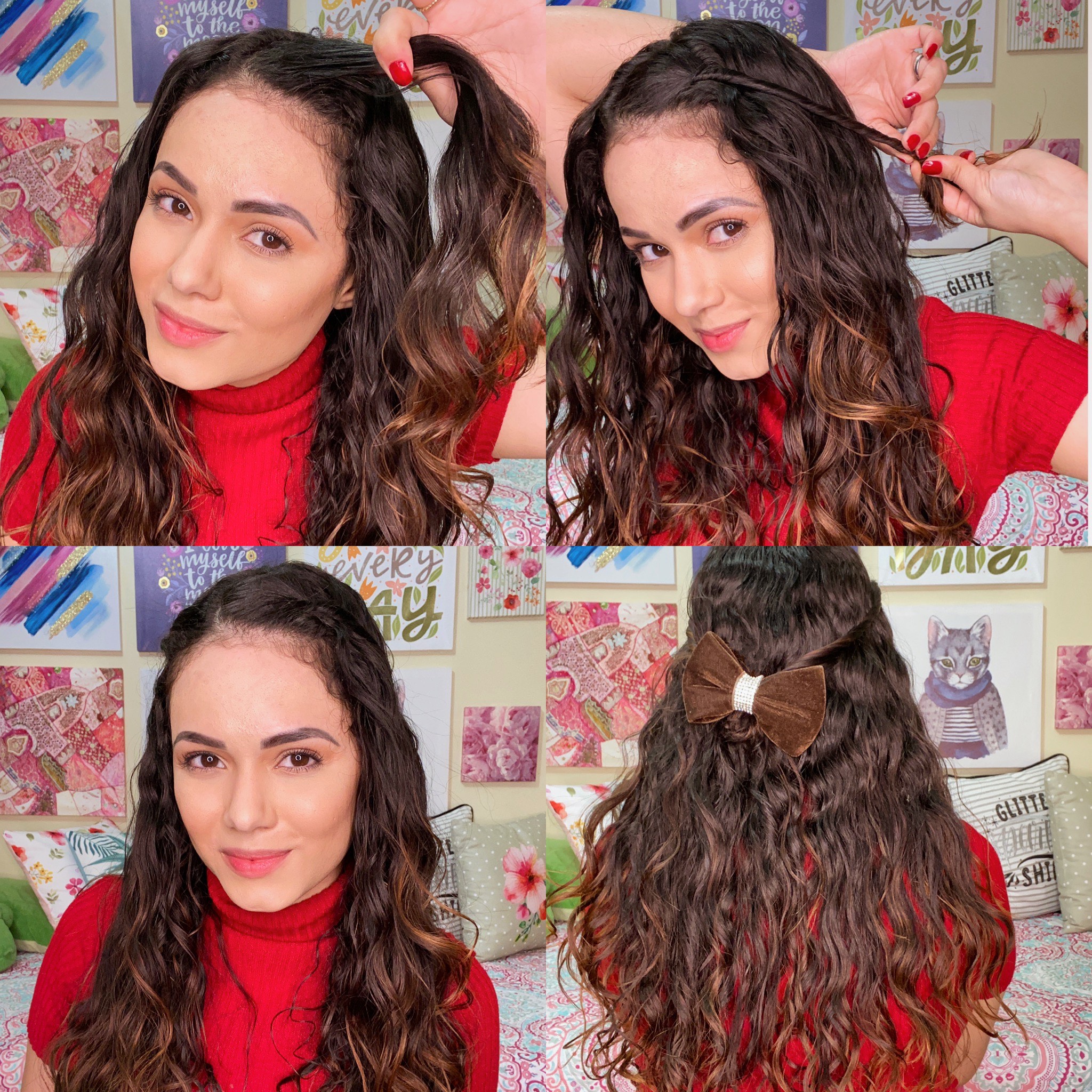 penteados com rabo de cavalo cabelo cacheado longo