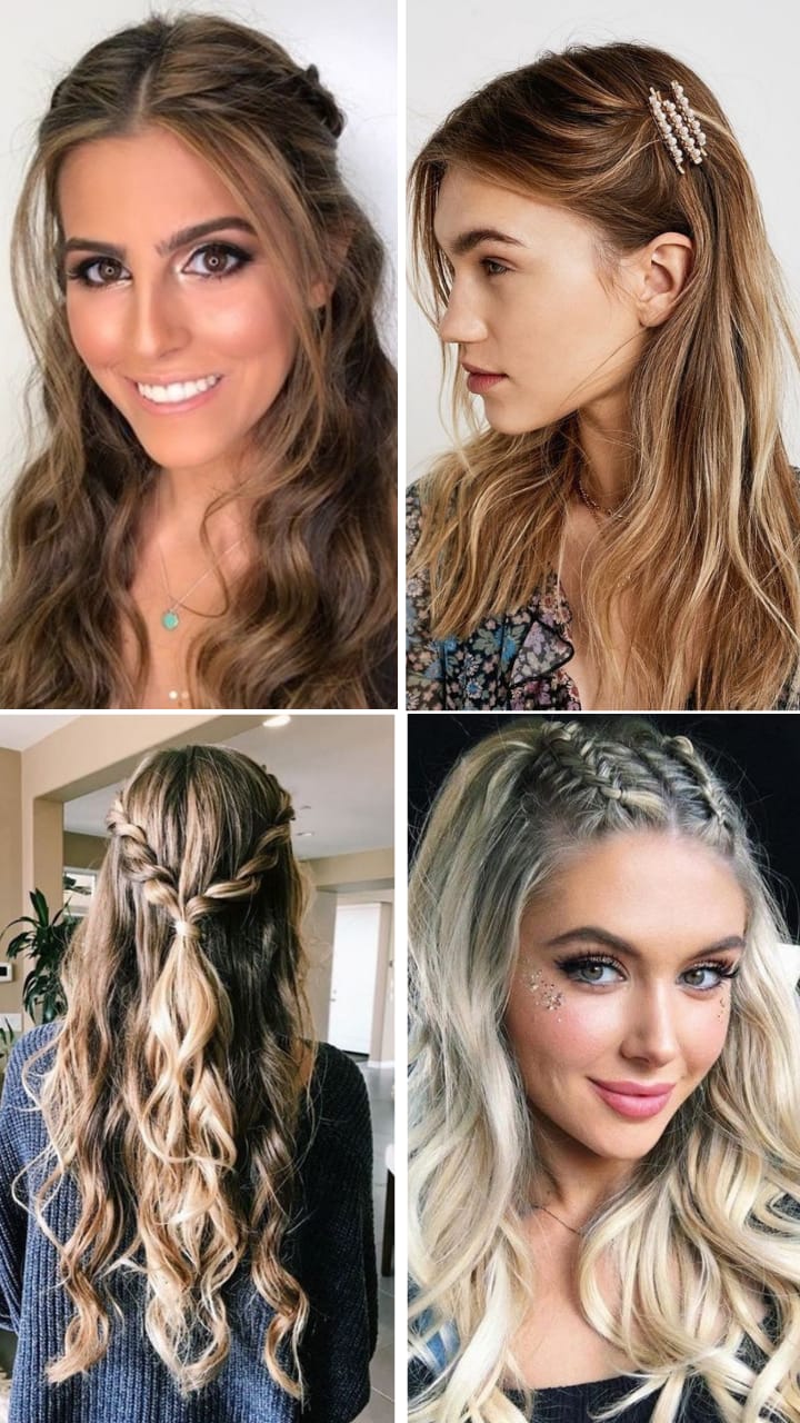 penteados simples para cabelo ondulado longo
