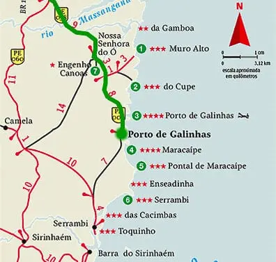 porto de galinhas mapa turistico