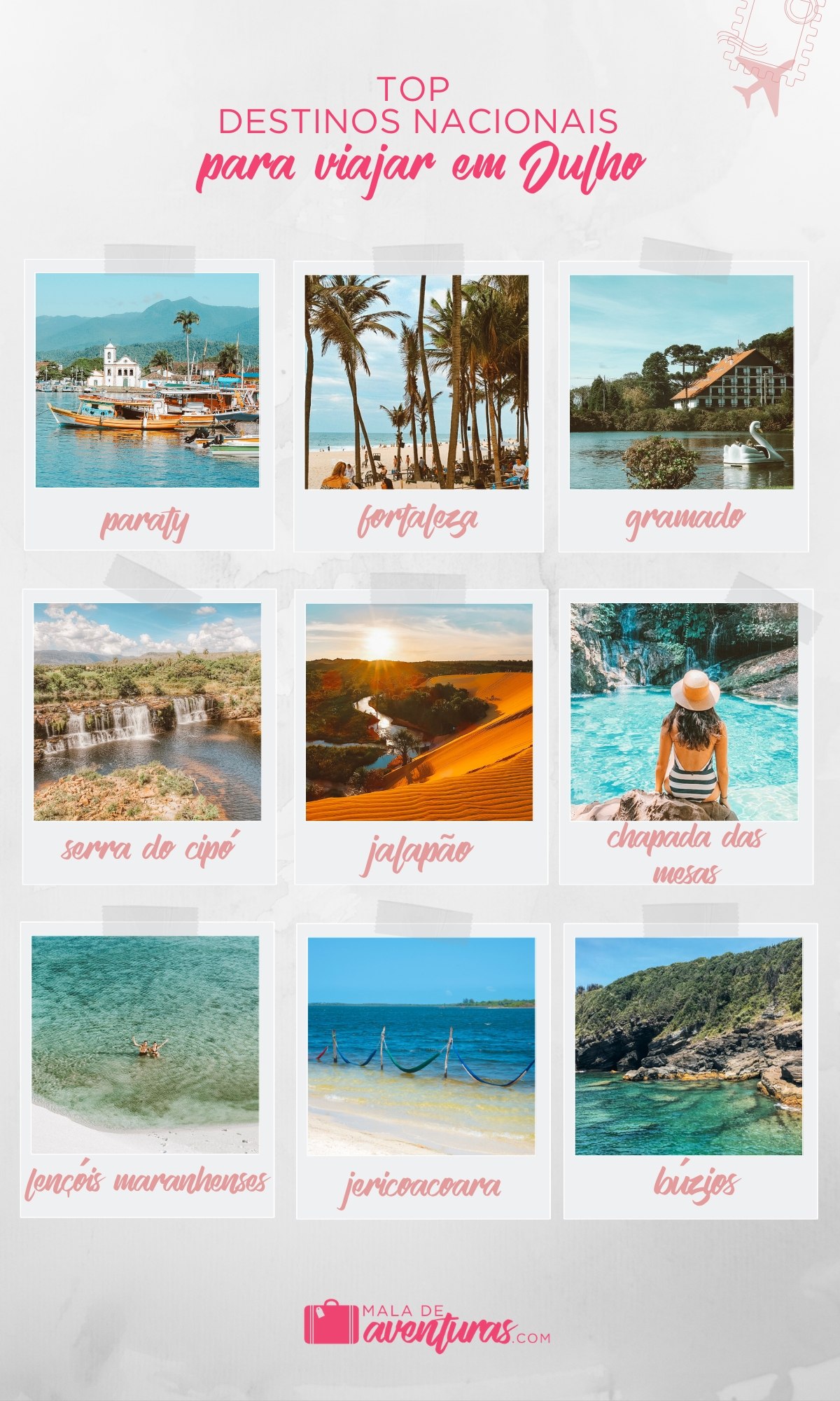 pra onde viajar em julho