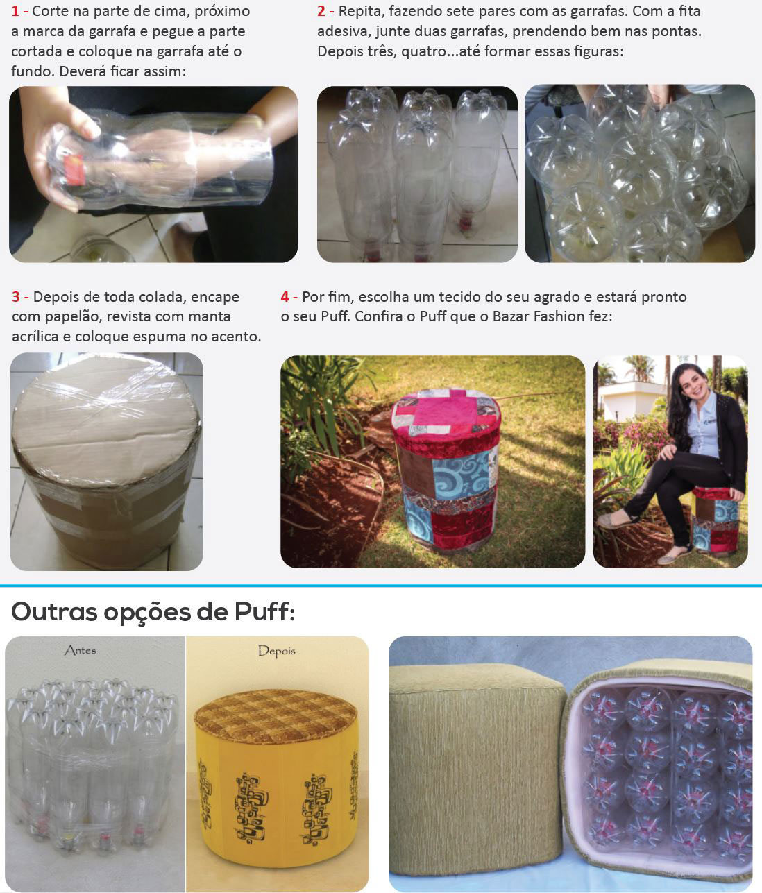 puff de garrafa pet