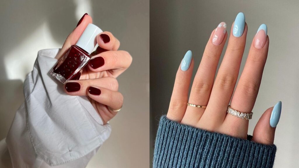 unhas com efeito cromado