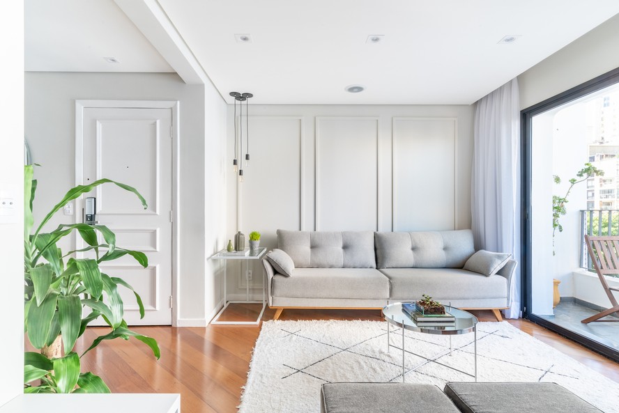 ideias de parede com boiserie moderna