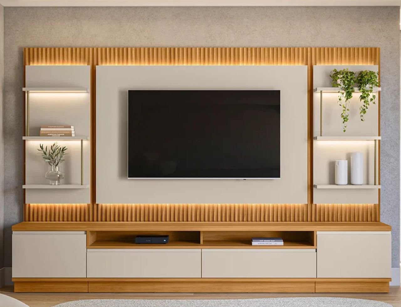 ideias de rack suspenso para sala pequena