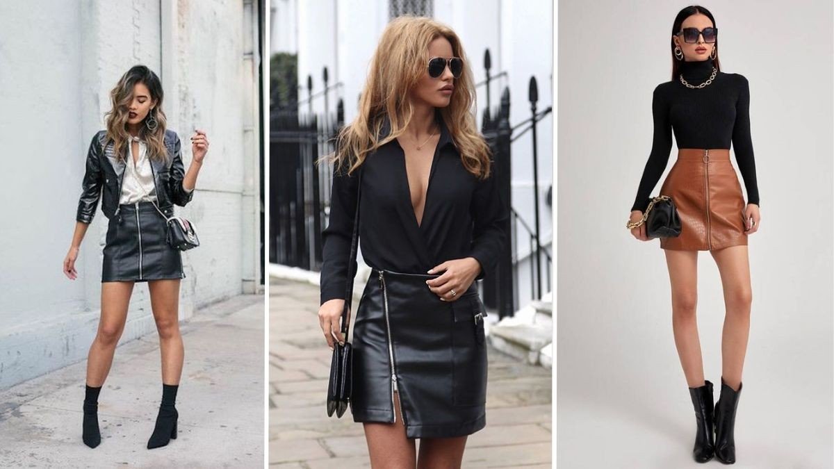 saia de couro preta combina com o que