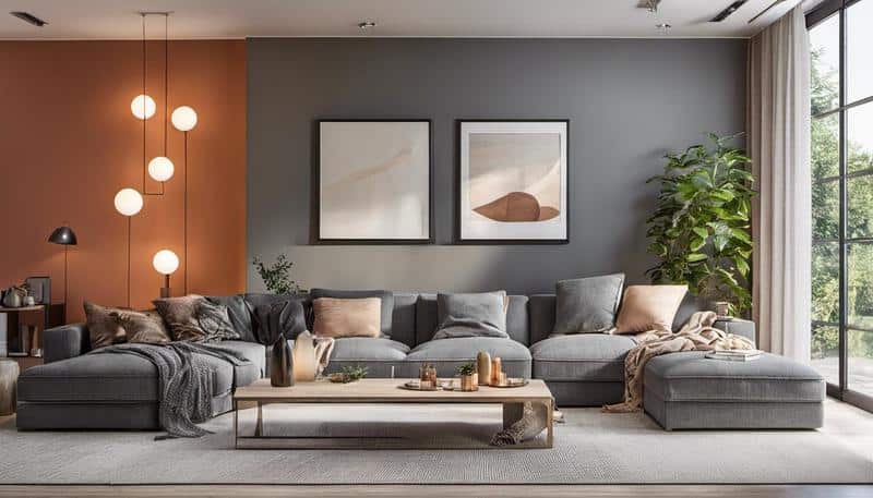 sala com sofá cinza decoração