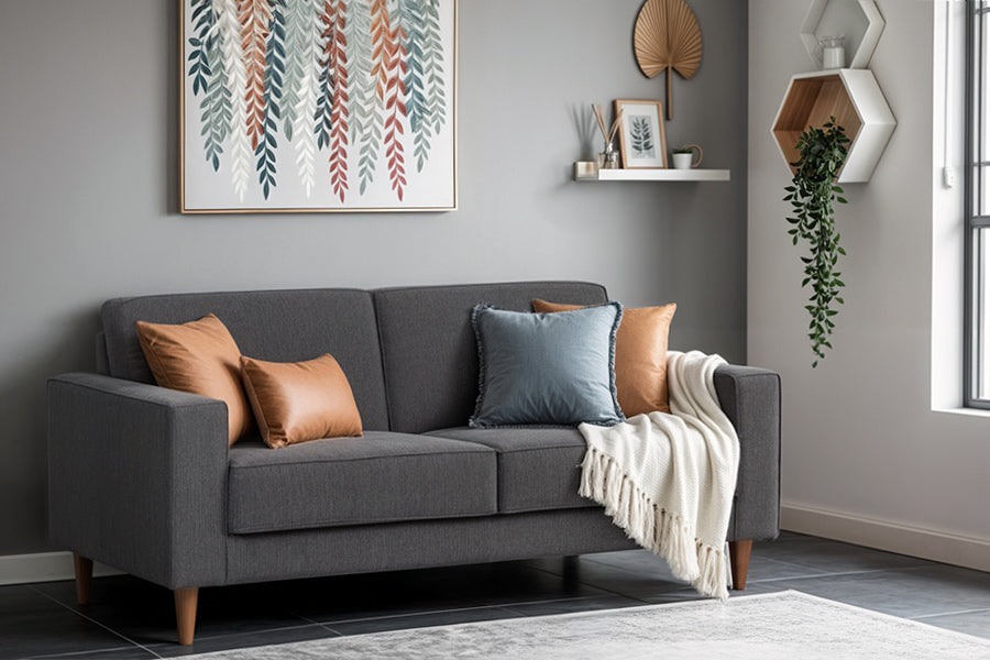sala com sofá cinza decoração