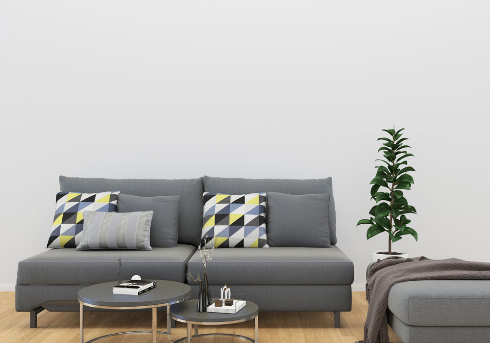 sala com sofá cinza decoração