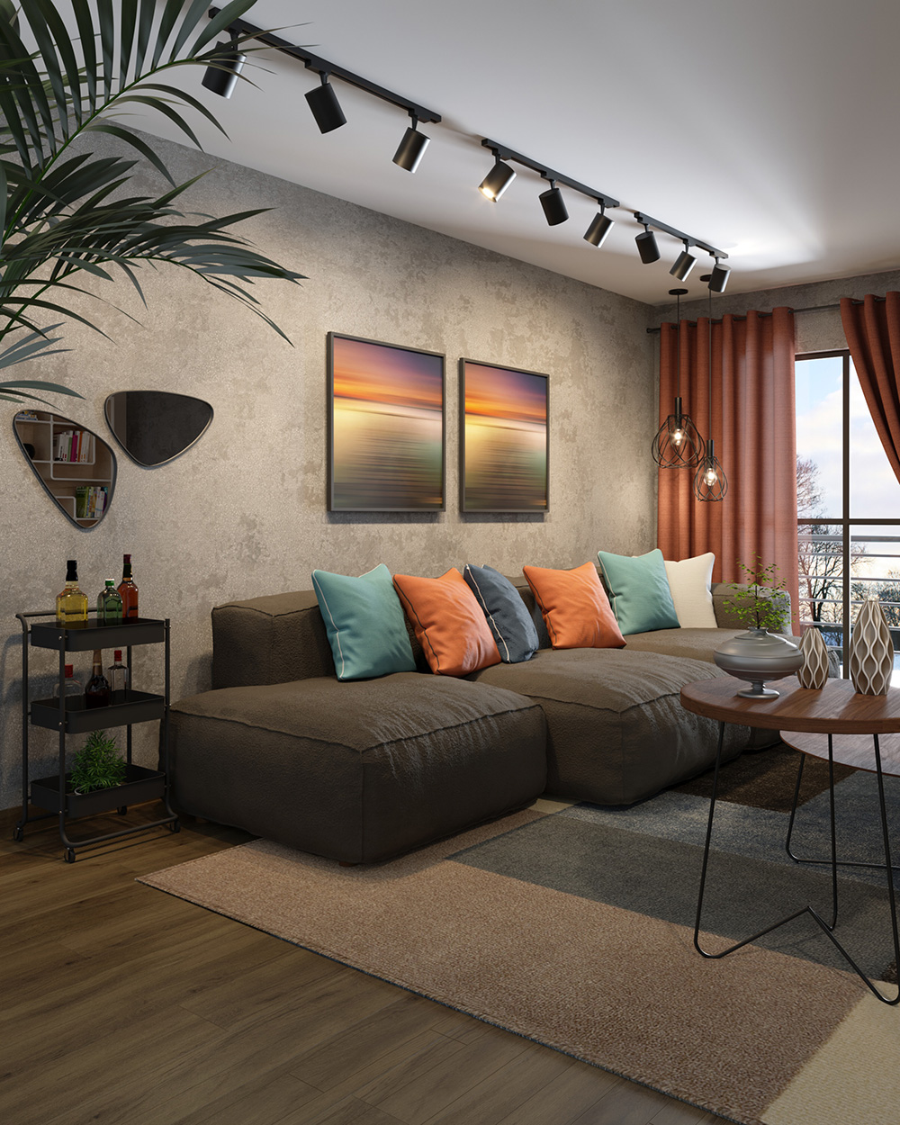 sala com sofá cinza decoração