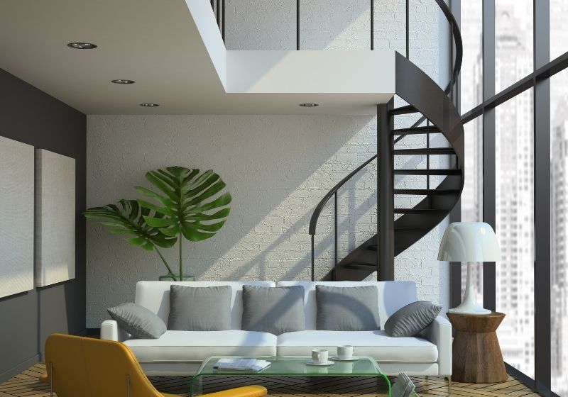 sala pé direito duplo com mezanino