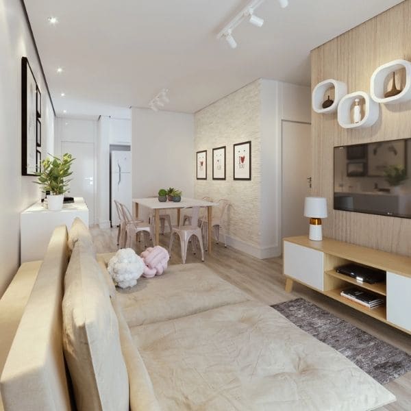 decoração sala pequena minimalista