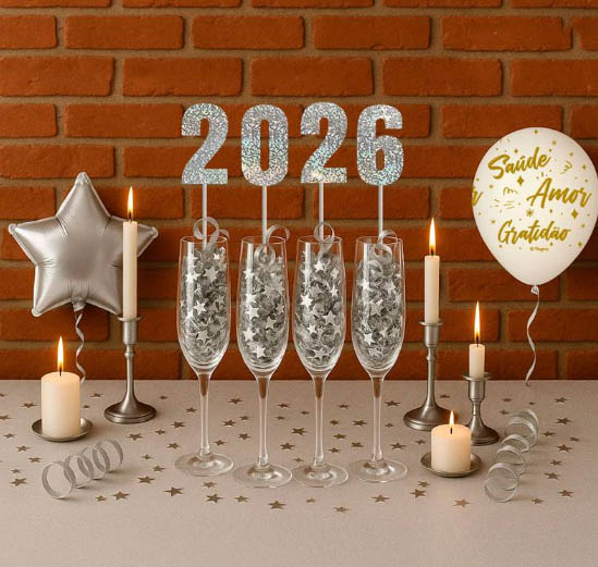 painel de balões ano novo 2026