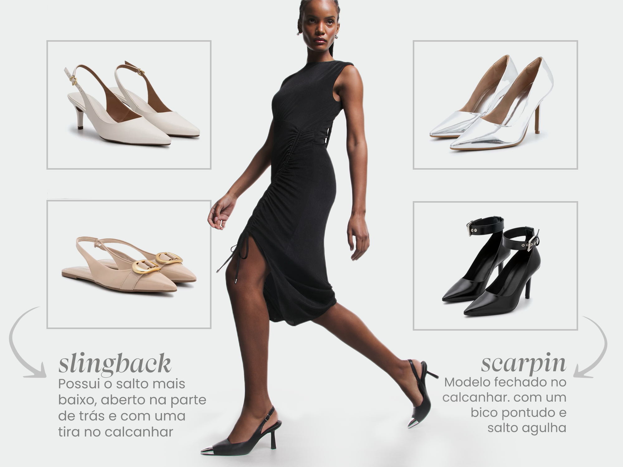looks com slingback bico fino salto baixo para diversas ocasiões