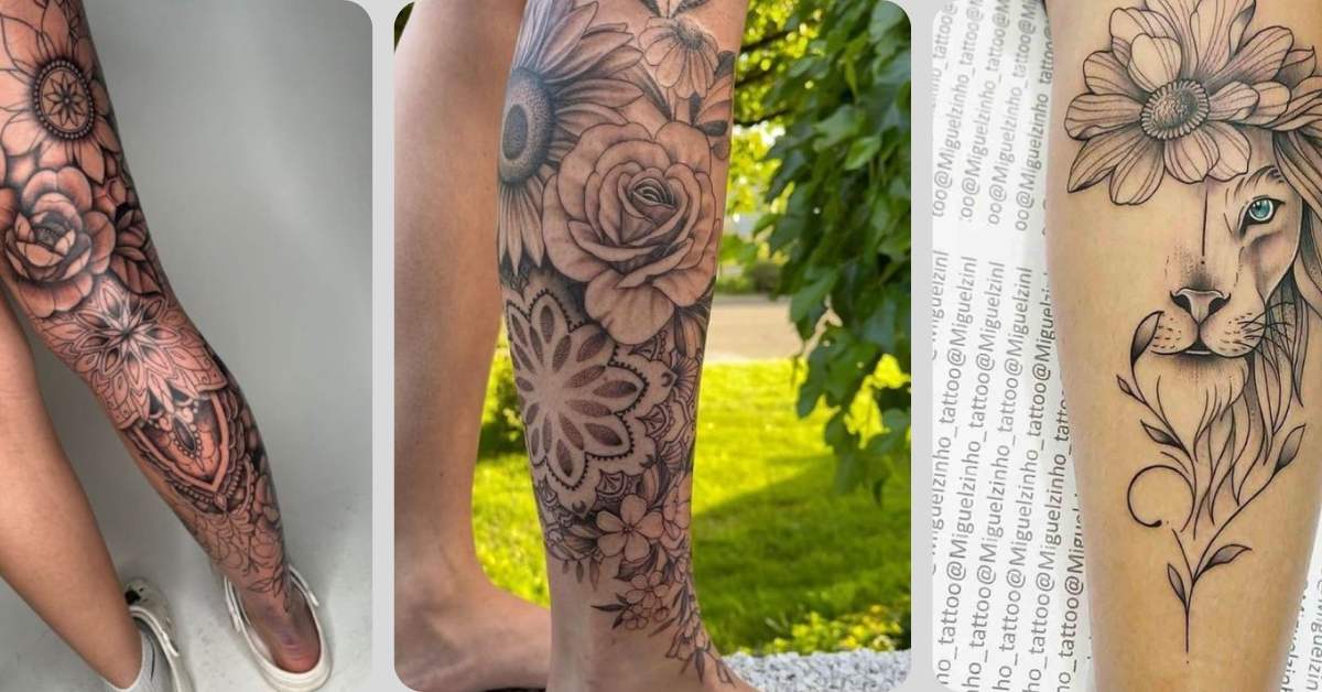 tatuagem feminina na batata da perna