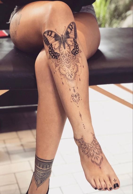 tatuagem feminina na canela parte da frente
