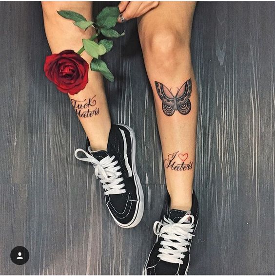 tatuagem feminina na canela parte da frente