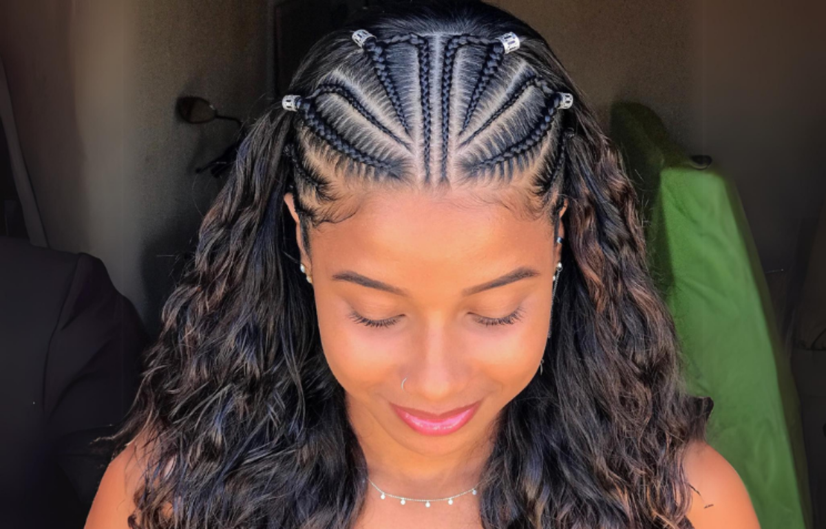 ideias de penteados com trança nagô e box braids