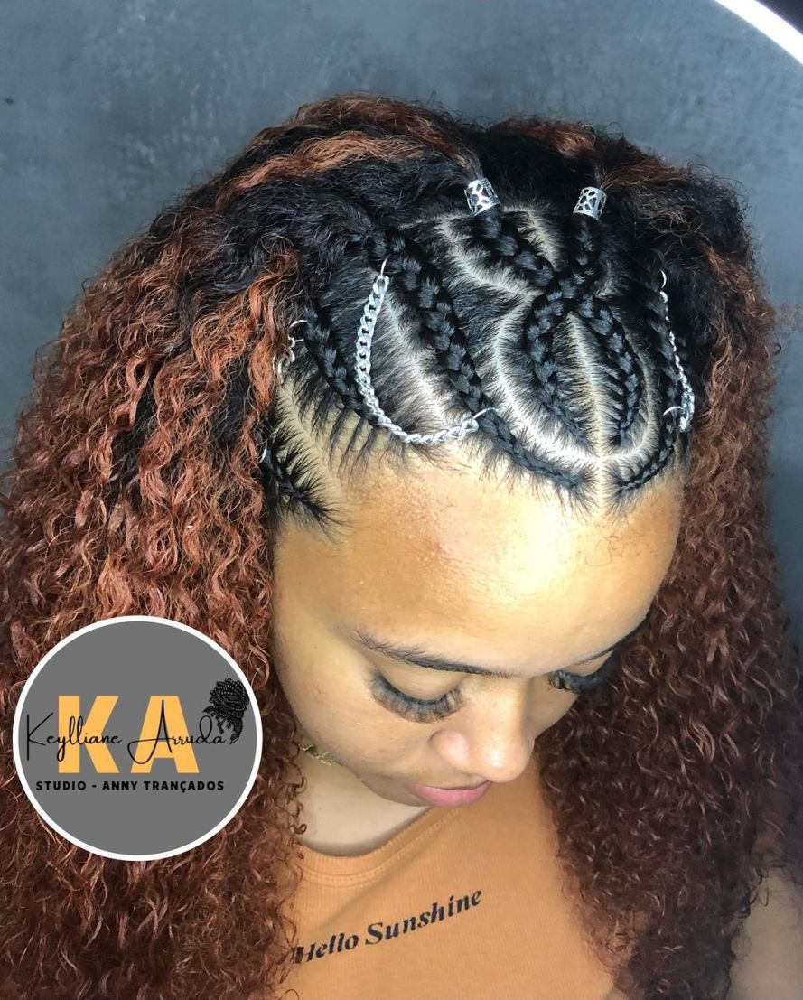 tranças na frente do cabelo cacheado