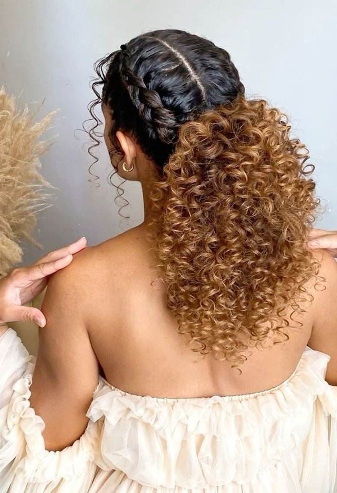 tranças na frente do cabelo cacheado