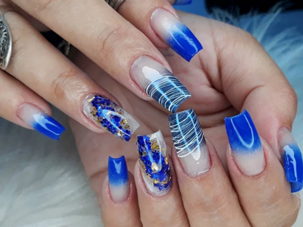 unha azul bebê gel