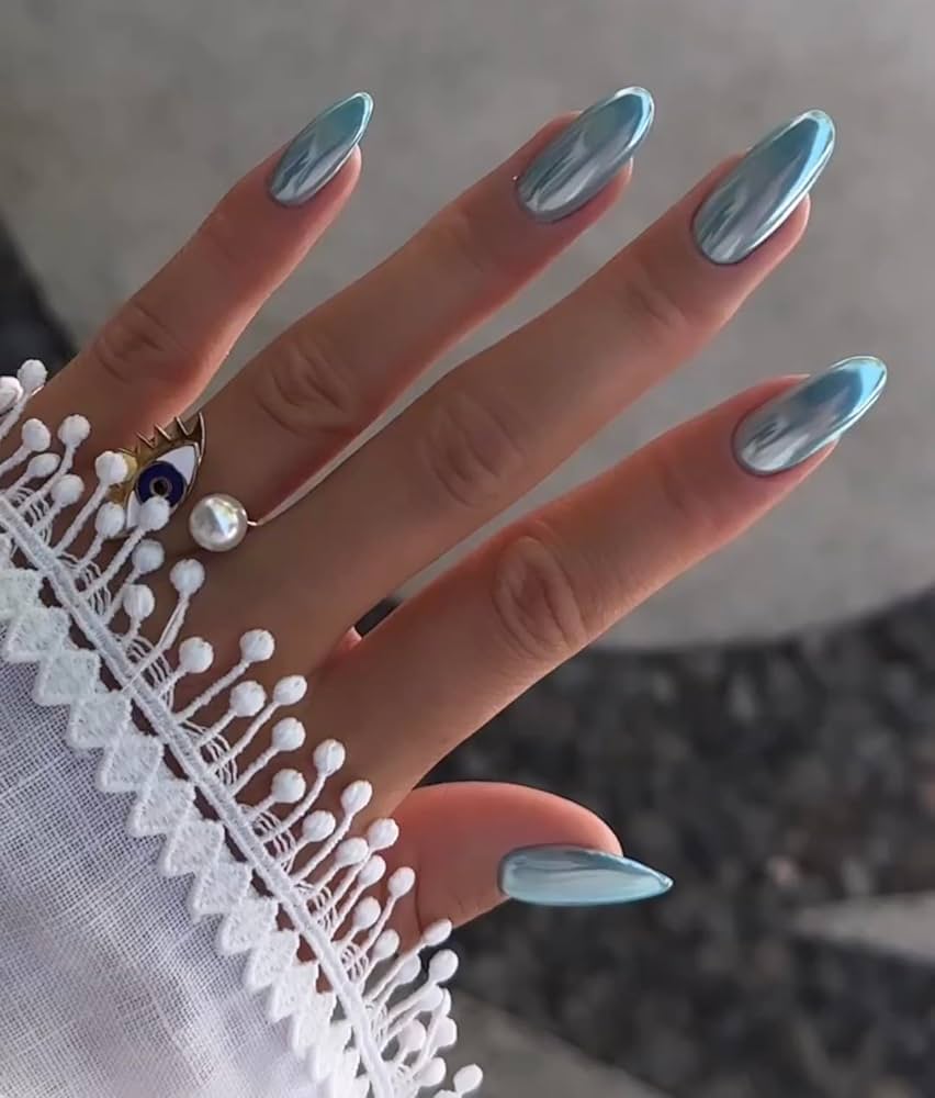 unha azul filha única gel