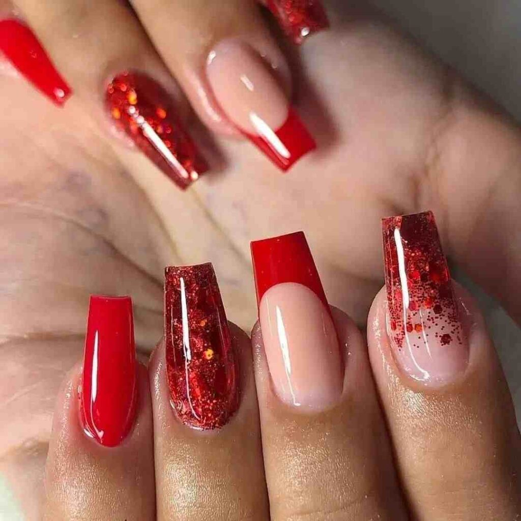 unha de gel vermelho cereja