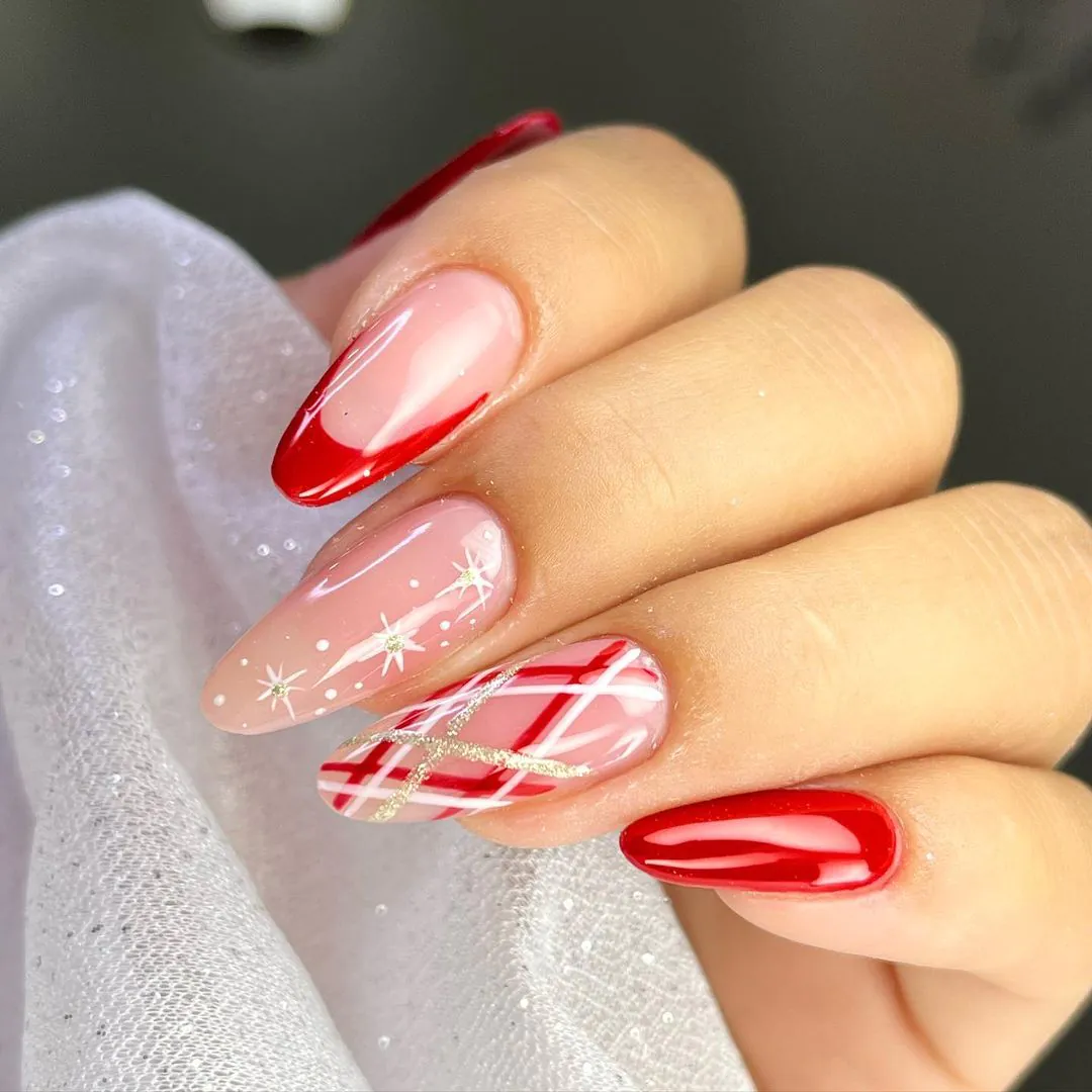 unha de gel vermelho bordô