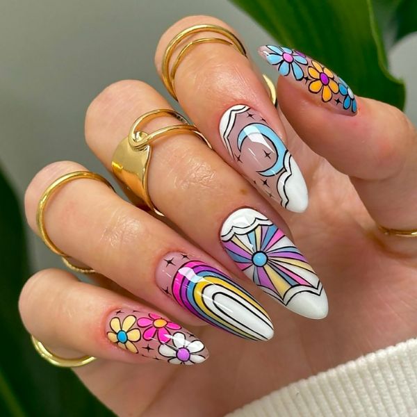 unhas com glitter carnaval