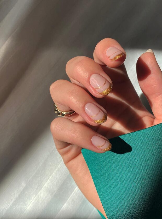 unha em gel curta decorada ano novo