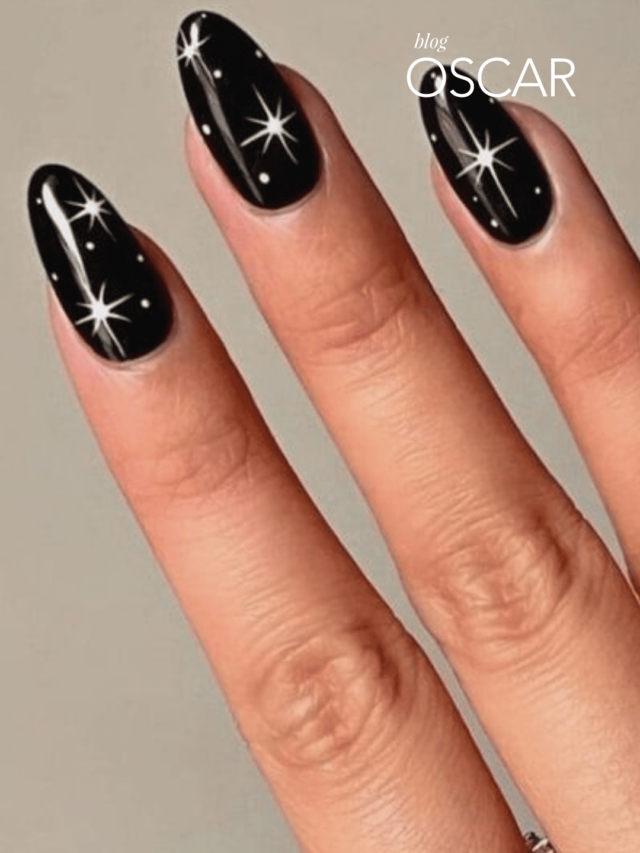 unha preta e branca decorada