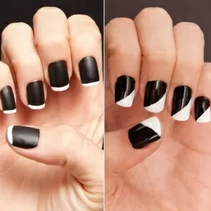 unha preta e branca decorada