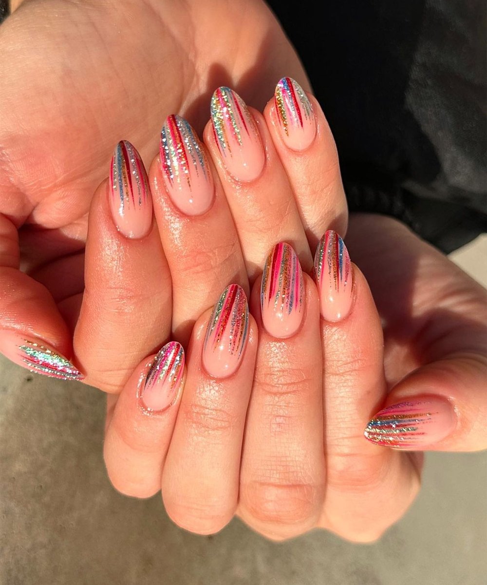 unhas brilho carnaval