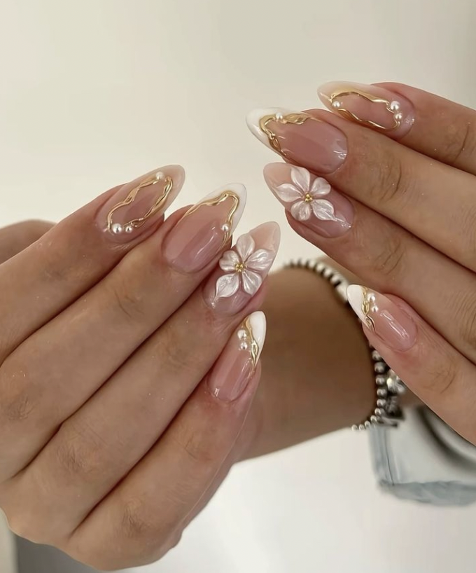 unhas 3d flores