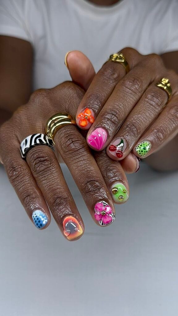 inspirações de unhas curtas decoradas em gel para casamento